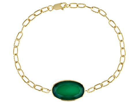 Green Onyx 18k Yellow Gold Over Sterling Silver Bracelet 6.16ct