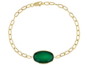 Green Onyx 18k Yellow Gold Over Sterling Silver Bracelet 6.16ct