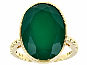Green Onyx 18k Yellow Gold Over Sterling Silver Ring 5.97ct