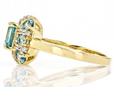 Blue And White Zircon 18k Yellow Gold Over Sterling Silver Ring 2.83ctw