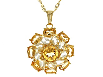 Citrine 18k Yellow Gold Over Sterling Silver Pendant With Chain 4.71ctw