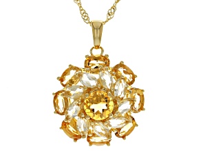 Citrine 18k Yellow Gold Over Sterling Silver Pendant With Chain 4.71ctw