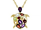 Multi Gem 18k Yellow Gold Over Sterling Silver Pendant With Chain 2.79ctw