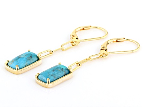 Turquoise 18k Yellow Gold Over Sterling Silver Earrings