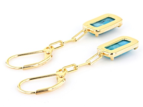 Turquoise 18k Yellow Gold Over Sterling Silver Earrings