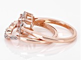 Morganite With White Zircon 18k Rose Gold Over Sterling Silver Ring 0.86ctw