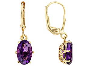 African Amethyst 18k Yellow Gold Over Sterling Silver Earrings 3.50ctw