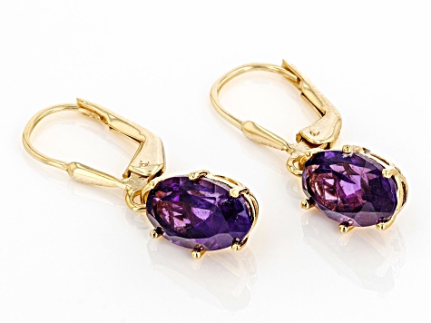 African Amethyst 18k Yellow Gold Over Sterling Silver Earrings 3.50ctw