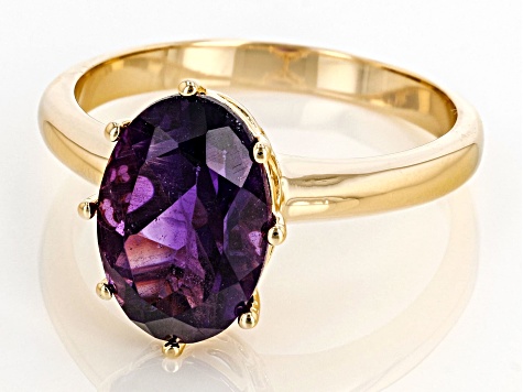 African Amethyst 18k Yellow Gold Over Sterling Silver Ring 3.50ct