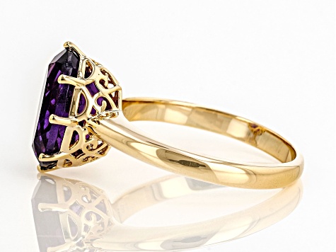 African Amethyst 18k Yellow Gold Over Sterling Silver Ring 3.50ct