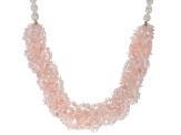 Rose Quartz With Cultured Freshwater Pearl 18k Yellow Gold Over Sterling Silver Necklace