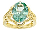 Green Lab Created Spinel with Lab White Sapphire 18k Yellow Gold Over Sterling Silver Ring 5.22ctw