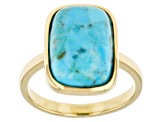 Blue Turquoise With 18k Yellow Gold Over Sterling Silver Ring