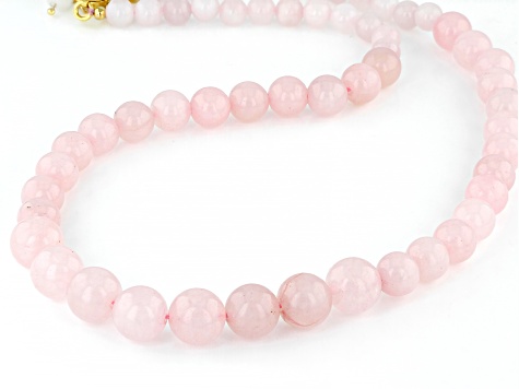 Rose Quartz Necklace 18k Yellow Gold Over Sterling Silver