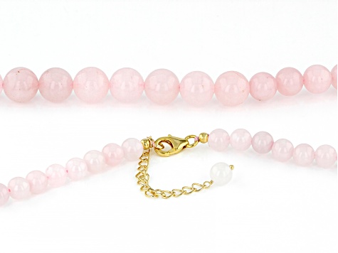 Rose Quartz Necklace 18k Yellow Gold Over Sterling Silver