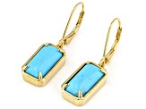 Blue Kingman Turquoise 18k Yellow Gold Over Sterling Silver Earrings