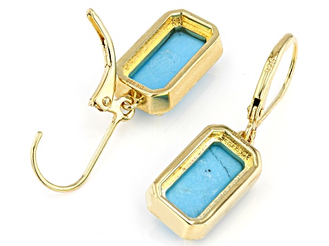 Blue Turquoise 18k Yellow Gold Over Sterling Silver Earrings