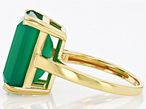 Green Onyx 18k Yellow Gold Over Sterling Silver Ring