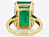 Green Onyx 18k Yellow Gold Over Sterling Silver Ring