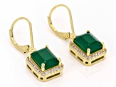Green Onyx With White Zircon 18k Yellow Gold Over Sterling Silver Earrings