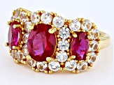 Lab Created Ruby with Lab Created White Sapphire 18k Yellow Gold Over Sterling Silver Ring 7.74ctw