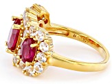 Lab Created Ruby with Lab Created White Sapphire 18k Yellow Gold Over Sterling Silver Ring 7.74ctw