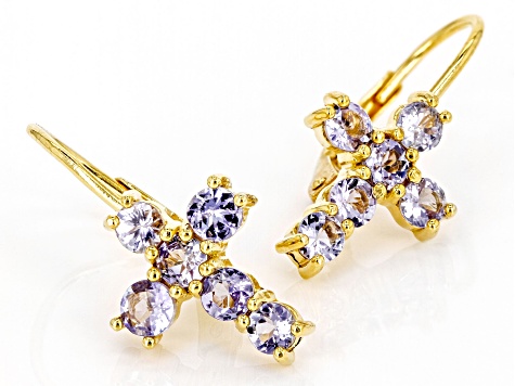 Tanzanite 18k Yellow Gold Over Sterling Silver Earrings 1.30ctw