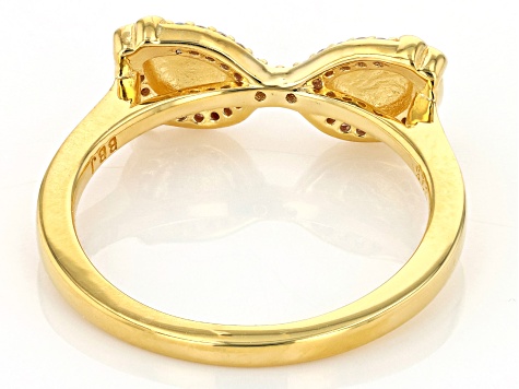 White Zircon 18k Yellow Gold Over Sterling Silver Sunglasses Ring 0.12ctw