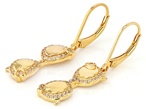 White Zircon 18k Yellow Gold Over Sterling Silver Sunglasses Earrings 0.37ctw