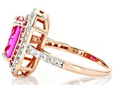 Pink Lab Sapphire With White Lab Sapphire 18k Rose Gold Over Sterling Silver Ring 3.91ctw