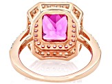 Pink Lab Sapphire With White Lab Sapphire 18k Rose Gold Over Sterling Silver Ring 3.91ctw