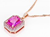 Pink and White Lab Created Sapphire 18k Rose Gold Over Sterling Silver Pendant with Chain 3.91ctw