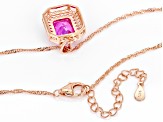 Pink and White Lab Created Sapphire 18k Rose Gold Over Sterling Silver Pendant with Chain 3.91ctw