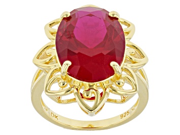 Picture of Lab Created Ruby 18k Yellow Gold Over Sterling Silver Ring 9.65ct