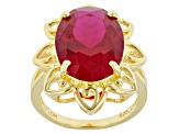 Lab Created Ruby 18k Yellow Gold Over Sterling Silver Ring 9.65ct