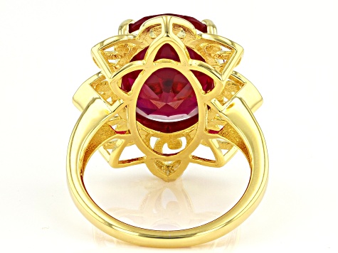 Lab Created Ruby 18k Yellow Gold Over Sterling Silver Ring 9.65ct