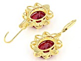 Lab Created Ruby 18k Yellow Gold Over Sterling Silver Earrings 9.11ctw