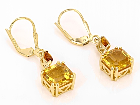 Yellow Citrine With Madeira Citrine 18k Yellow Gold Over Sterling Silver Earrings 4.86ctw