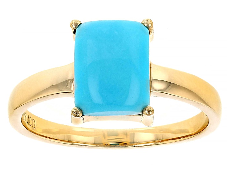 Sleeping Beauty Turquoise 18k Yellow Gold Over Sterling Silver Ring