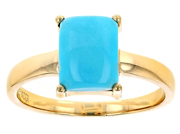Picture of Sleeping Beauty Turquoise 18k Yellow Gold Over Sterling Silver Ring