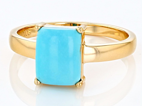 Sleeping Beauty Turquoise 18K Yellow Gold Over Sterling Silver Ring