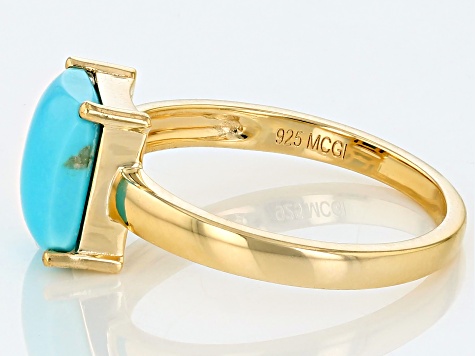 Sleeping Beauty Turquoise 18k Yellow Gold Over Sterling Silver Ring