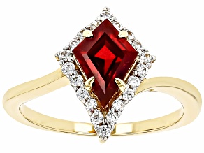 Lab Created Ruby With White Zircon 18k Yellow Gold Over Sterling Silver Ring 2.06ctw