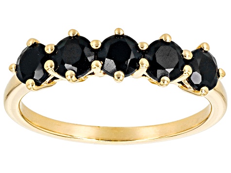 Black Spinel 18k Yellow Gold Over Sterling Silver Ring 1.28ctw