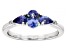 Blue Tanzanite With White Diamond Rhodium Over Sterling Silver Ring 0.75ctw