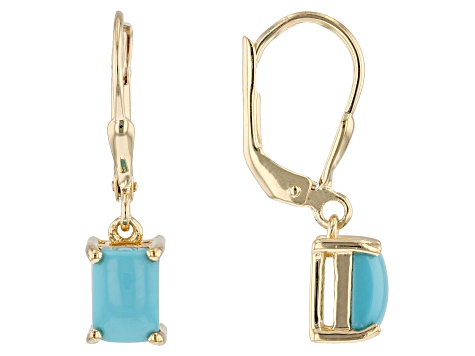 Sleeping Beauty Turquoise 18k Yellow Gold Over Sterling Silver Earrings