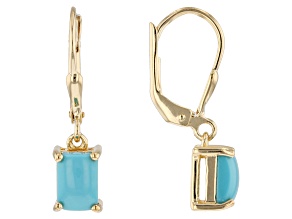Sleeping Beauty Turquoise 18k Yellow Gold Over Sterling Silver Earrings