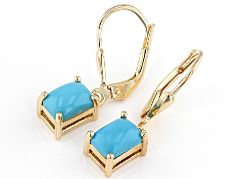 Sleeping Beauty Turquoise 18k Yellow Gold Over Sterling Silver Earrings