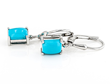 Sleeping Beauty Turquoise Rhodium Over Sterling Silver Earrings