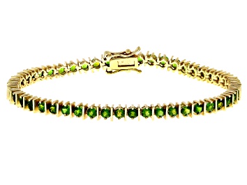 Picture of Green Chrome Diopside 18k Yellow Gold Over Sterling Silver Bracelet 6.86ctw